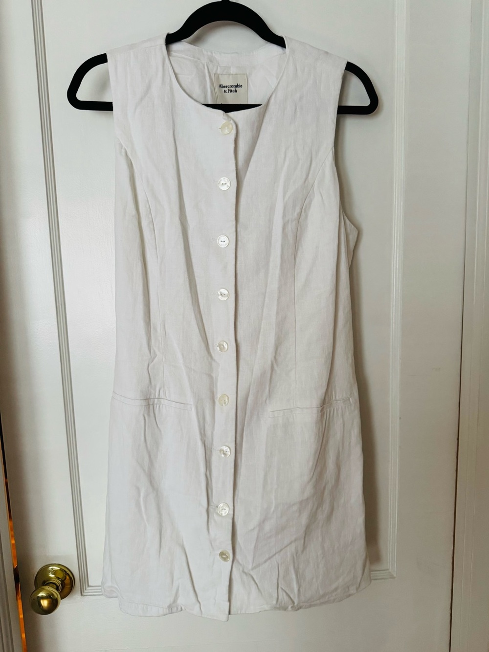 white A&F Mara linen-blend mini dress